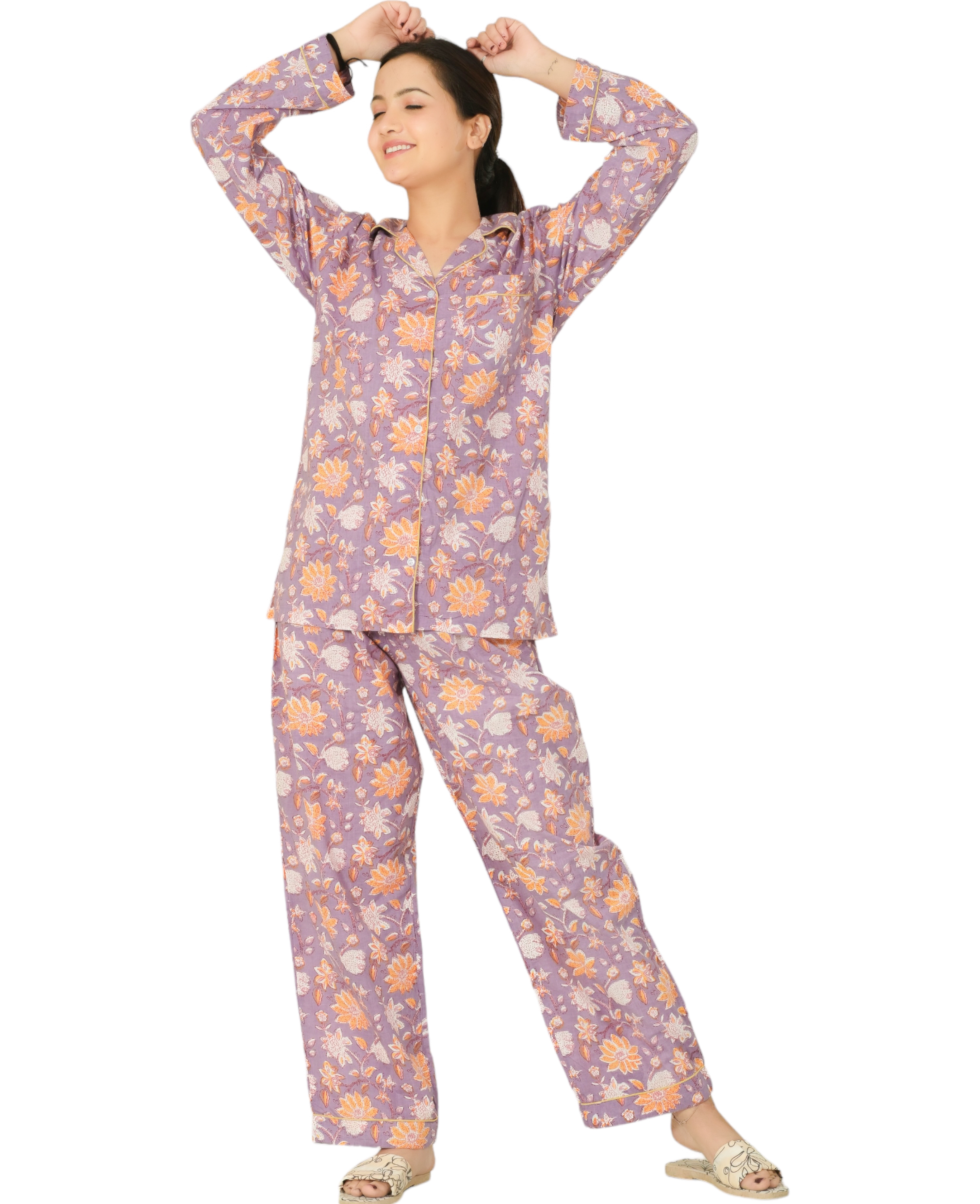 Floral Print Cotton Pajama Sets